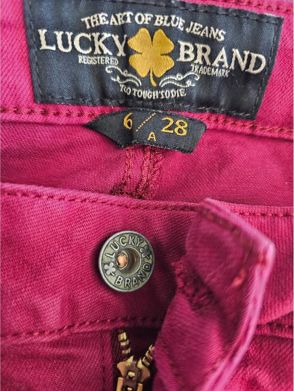 Women's Lucky Brand Denim Jeans Lolita Skinny Size 6/28 Burgundy Pockets Stretch - Picture 2 of 16